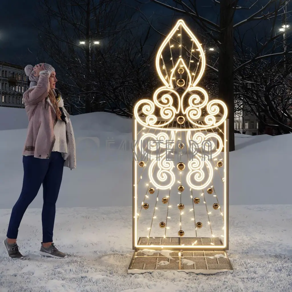 Световая декорация Новогодняя свеча малая